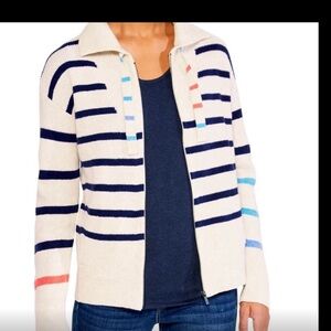 LIKE NEW NIC+ZOE Sailors Stripe Zip Front Cardigan, PXXL, Worn Twice! Pockets